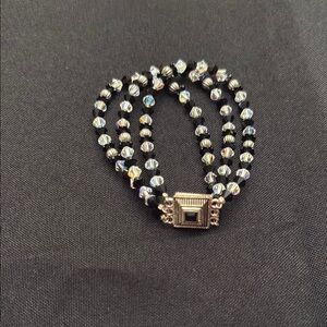 Sophisticated Black and Silver Double-Strand Bracelet